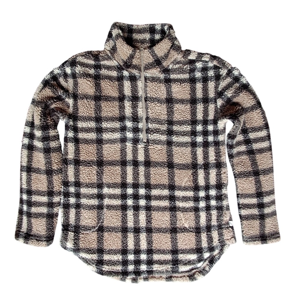 Koolaburra by UGG Womens Plaid Sherpa Fleece Quarter Zip Pullover A458762 XS